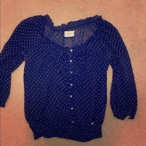Abercrombie and Fitch navy polka dot blouse